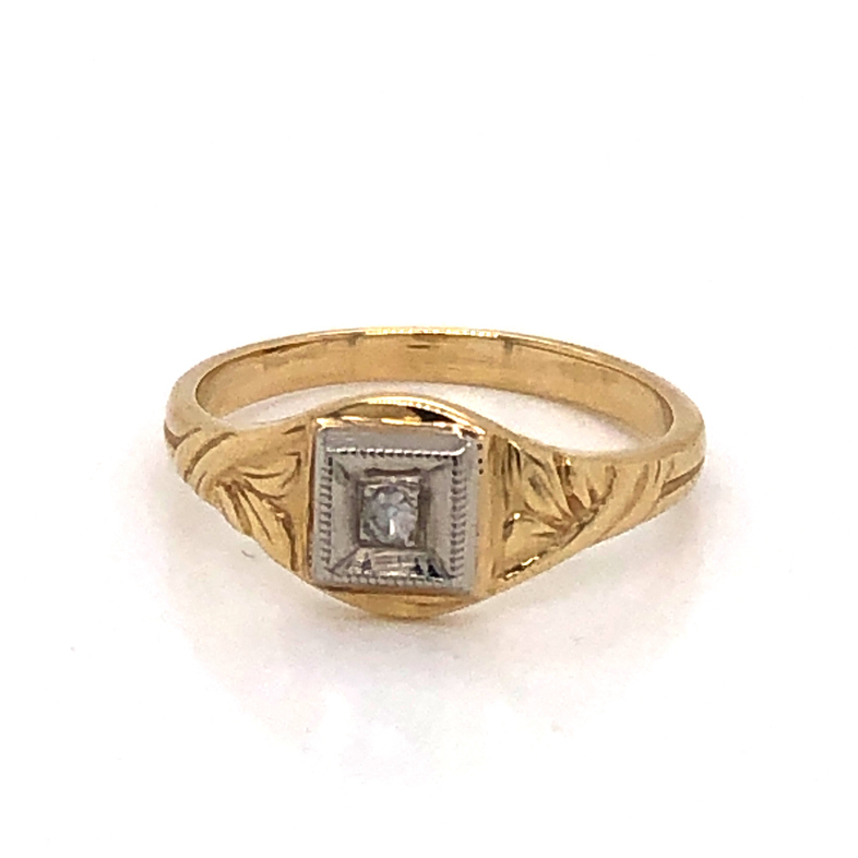 Lady s Yellow 10 Karat Fashion Ring Size 2.5 With One Single Cut G SI Diamond  dwt: 0.8