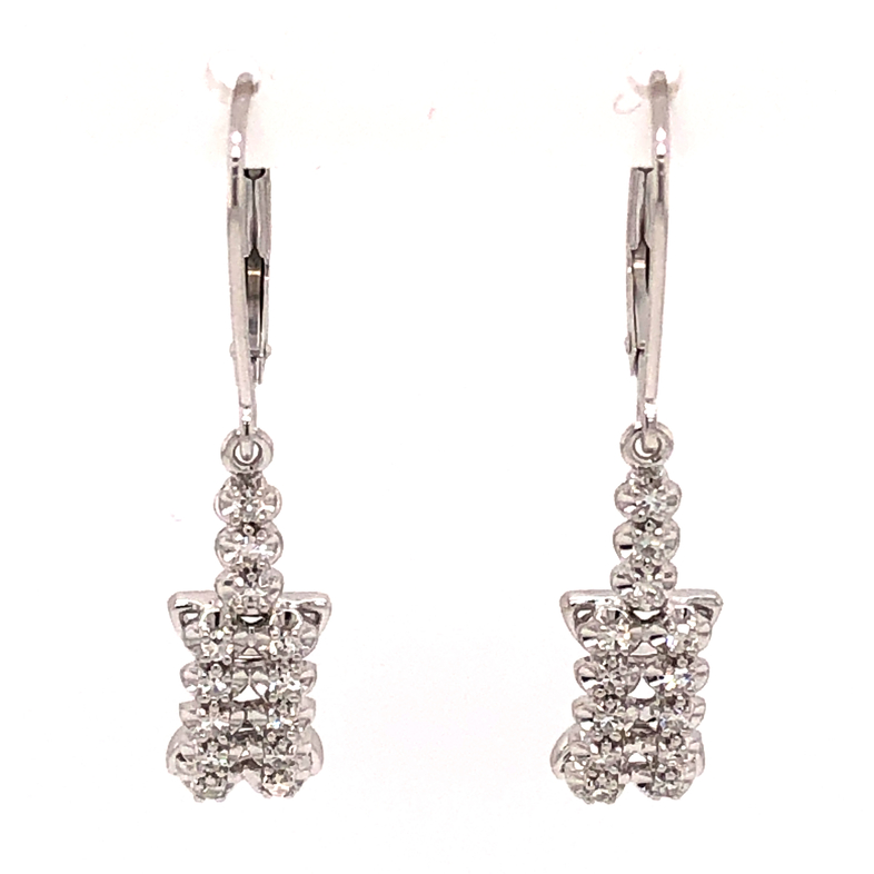 Lady s White 14 Karat Earrings With 26=0.33TW Single Cut G VS Diamonds