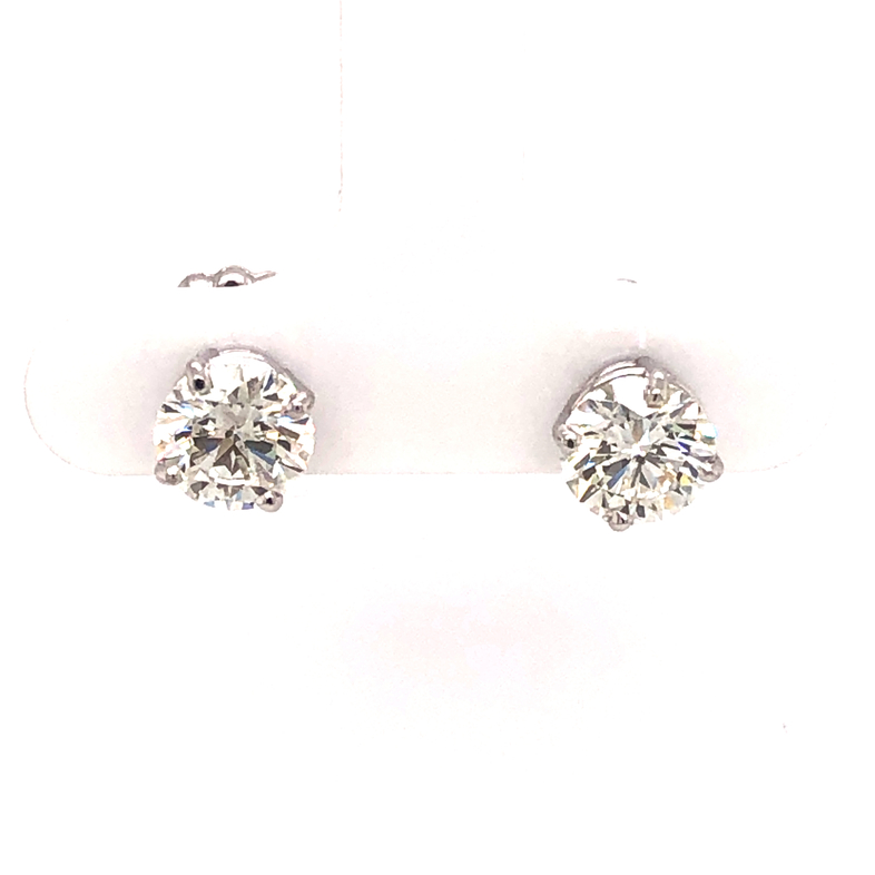 Lady s White 14 Karat Earrings With 2=2.00TW Round Brilliant I/J I1 Diamonds