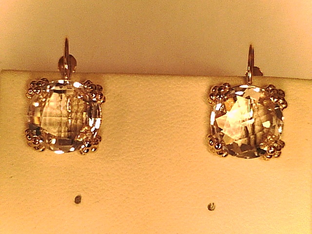 Lady s Yellow 14 Karat Earrings With 2=10.00mm Round White Topaz  dwt: 2.4
