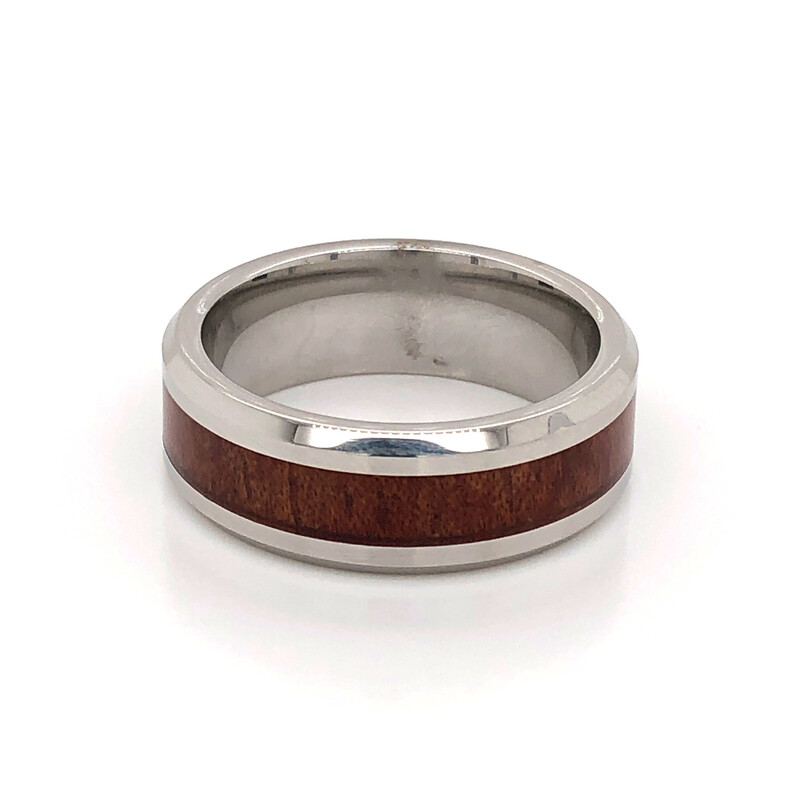 Gent s Cobalt Wood Inlay Ring Size 10  MM Width: 8  dwt: 4.9
