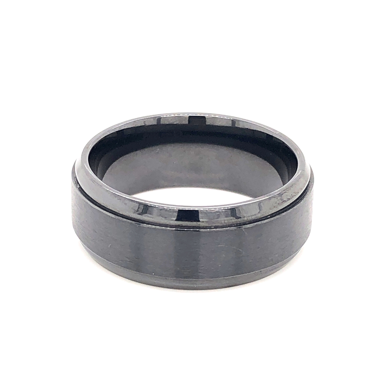Gent s Black Titanium Satin Ring Size 10  MM Width: 9  dwt: 4.5