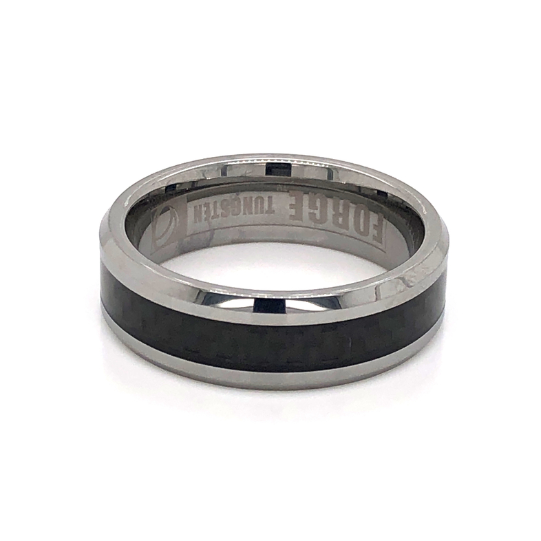 Gent s Black Tungsten Carbon Fiber Ring Size 10  MM Width: 7  dwt: 6.8