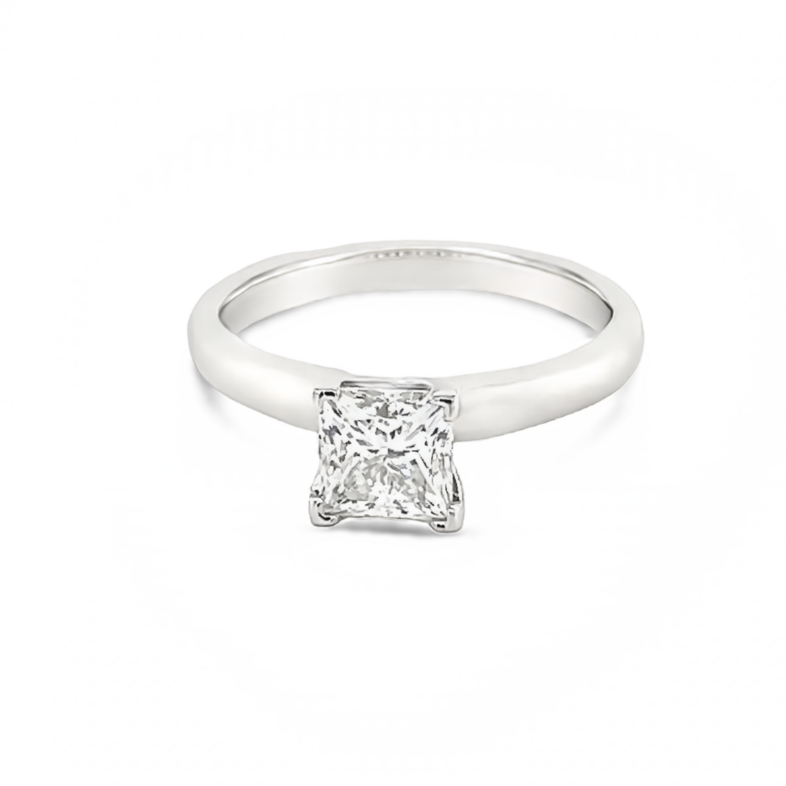 Lady s White 14 Karat Engagement Ring one 1.01ct Princess F VS2 Diamond