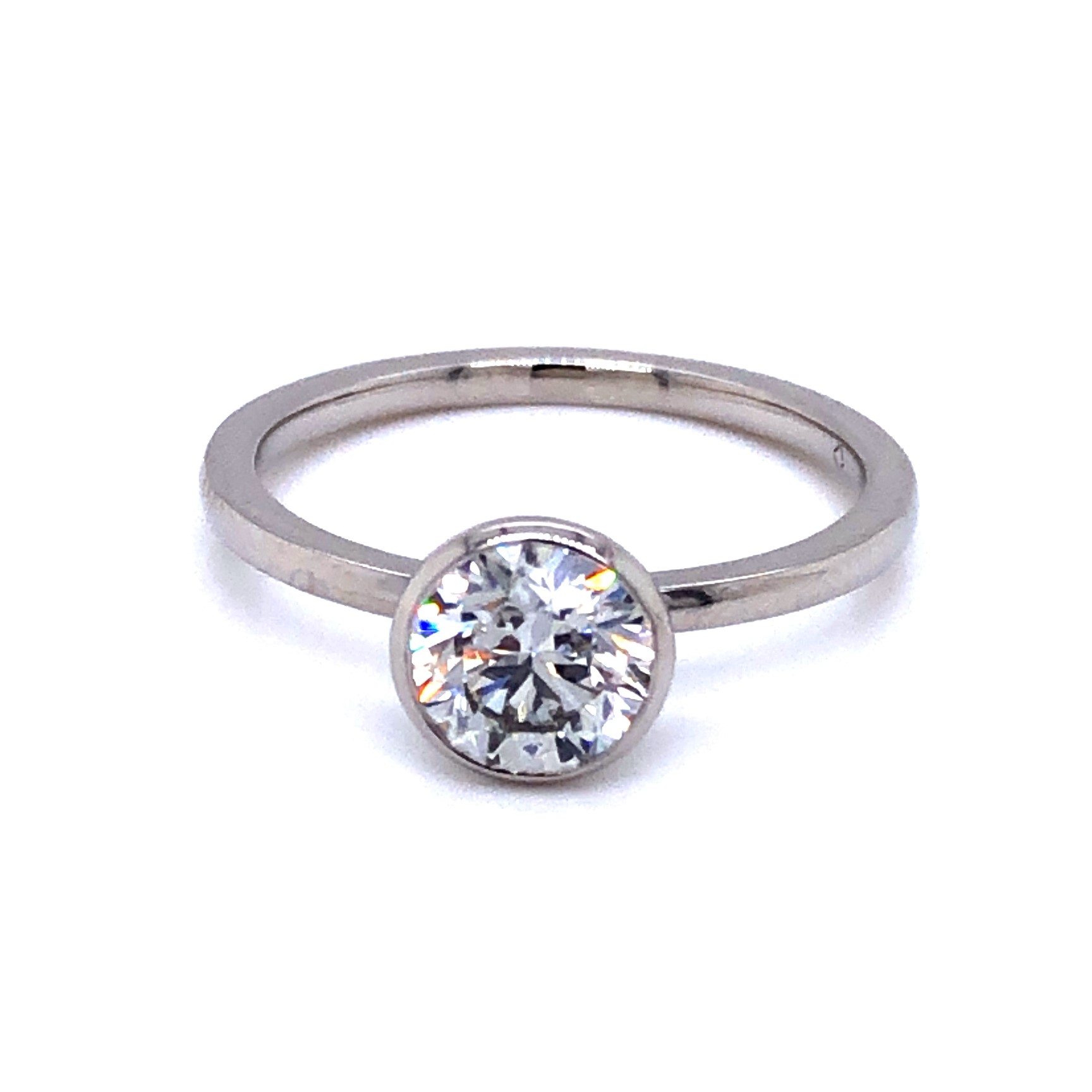 Ladies Platinum Engagement Ring  With One 1.01Ct Round Brilliant H SI2 Forevermark Diamond And 20=0.05Tw Round Brilliant G VS Diamonds