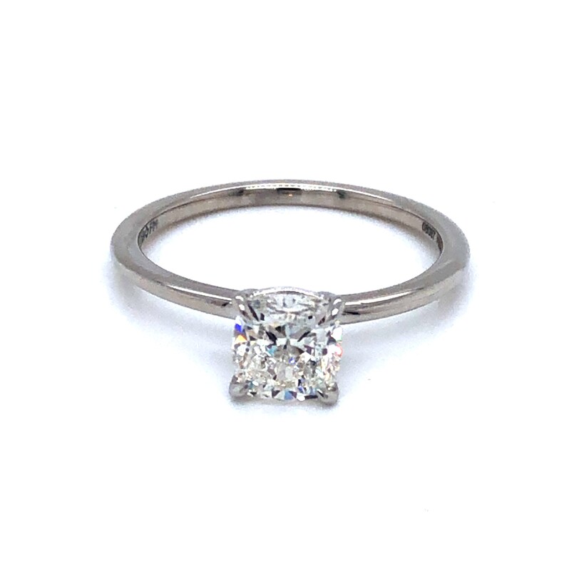 Lady s Platinum Engagement Ring With One 1.01Ct Cushion I SI1 ForeverMark Diamond