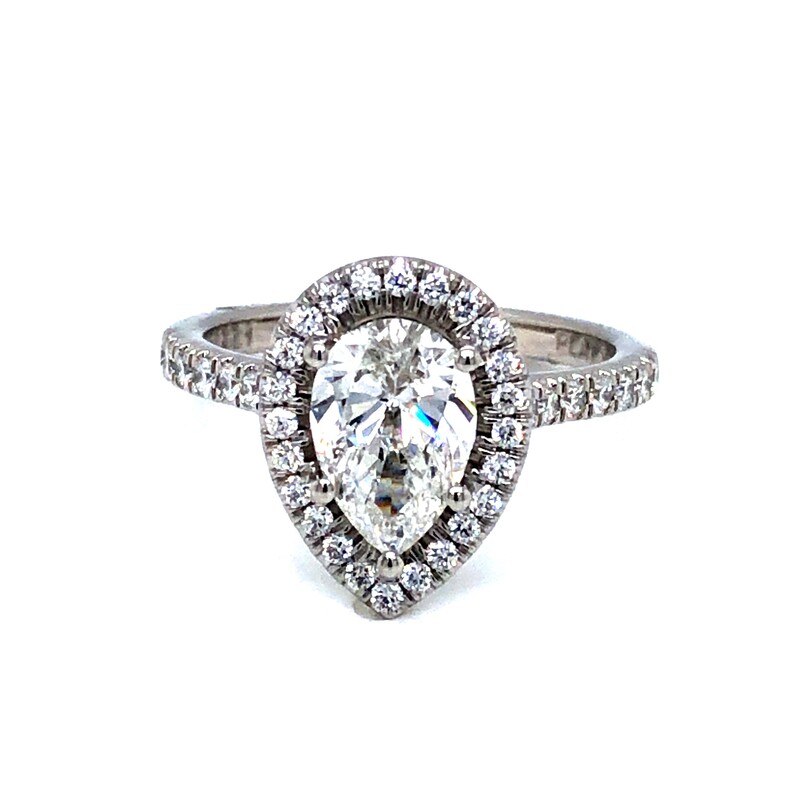Lady s Platinum Engagement Ring With One 1.29CT Pear G SI2 Diamond And 46=0.42TW Round Brilliant G VS Diamonds