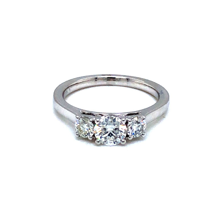 Lady s White 14 Karat Ring With 3=1.00Tw Round Brilliant H SI Diamonds