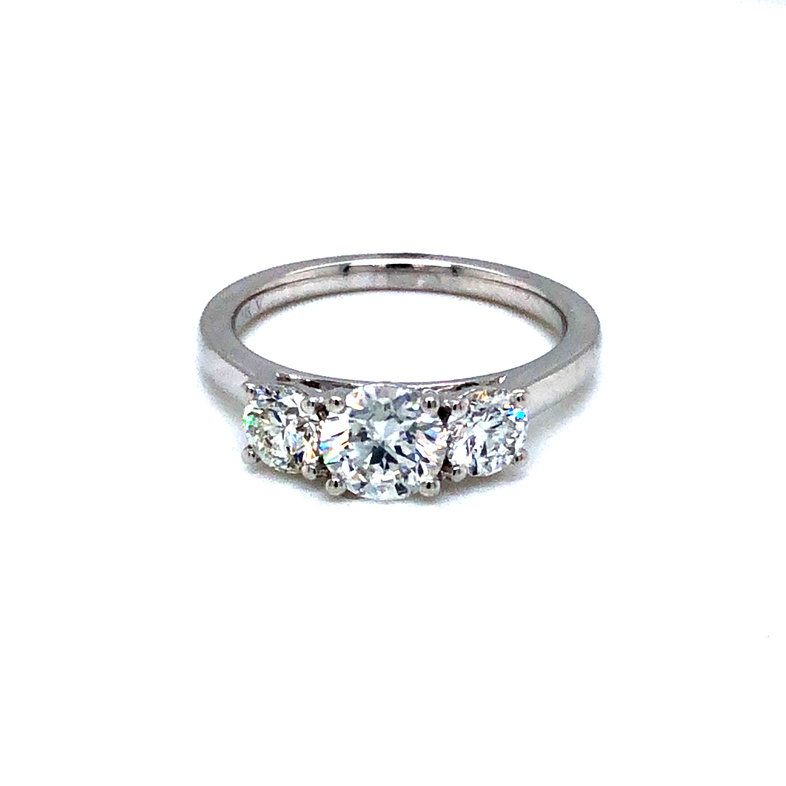 Lady s White 14 Karat Ring  With 3=1.50Tw Round Brilliant H SI Diamonds