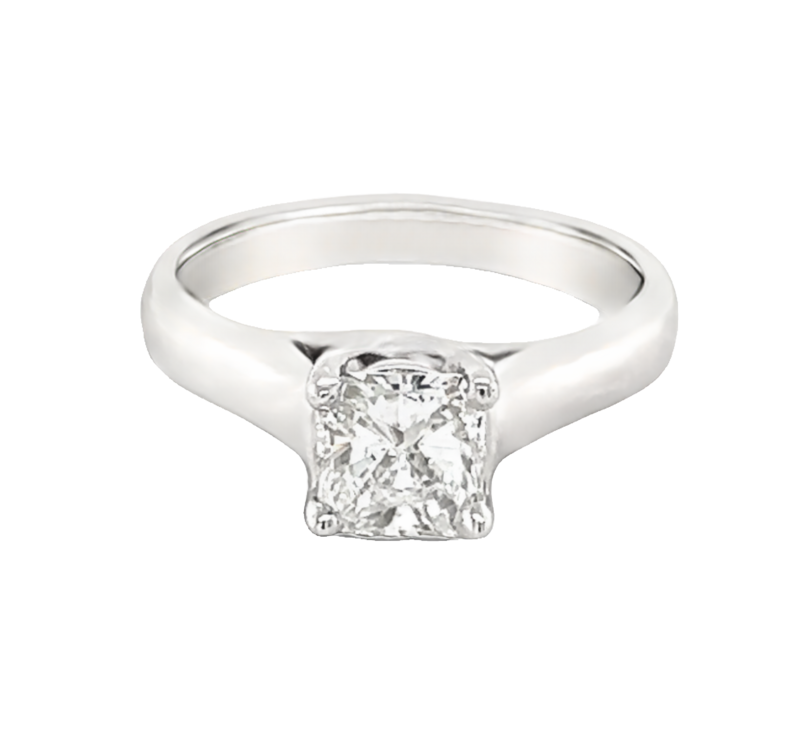 Ladies White 14 Karat Ring With One 0.92Ct Radiant G SI1 Diamond  GIA 15757706.