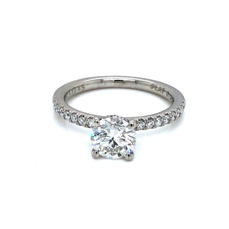 Lady s Platinum Ring With One 1.03Ct Round Brilliant H SI2 Diamond And 34=0.26Tw Round Brilliant G VS Diamonds