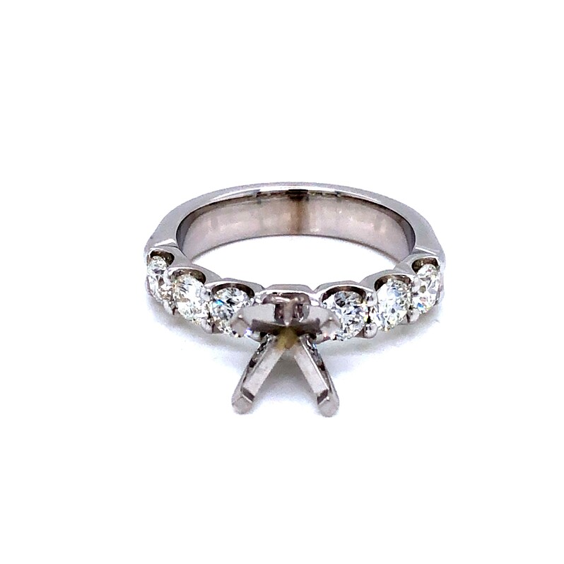 Lady s White 14 Karat Ring Size 6.5 With 6=1.08ctw Round Brilliant G VS Diamonds  dwt: 3.5