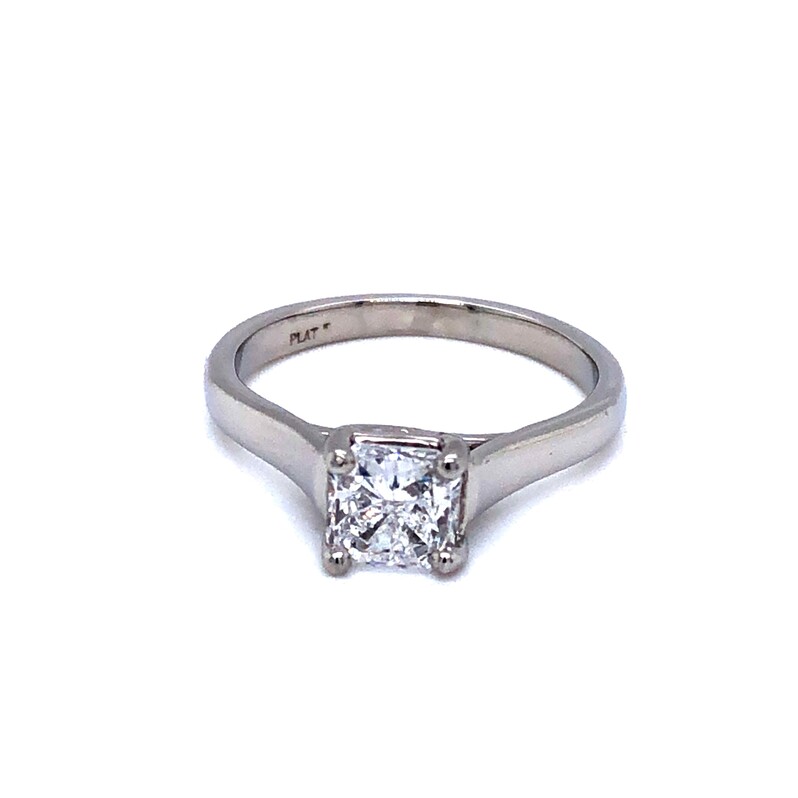 Lady s Platinum Engagement Ring with One 1.00Ct Radiant D SI2 Diamond