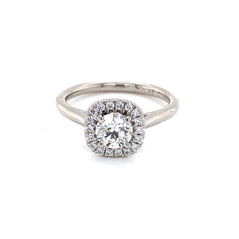 Ladies Platinum Engagement Ring With One 0.65Ct Round Brilliant I VS2 Diamond And 18=0.15Tw Round Brilliant G VS Diamonds  dwt: 3.3