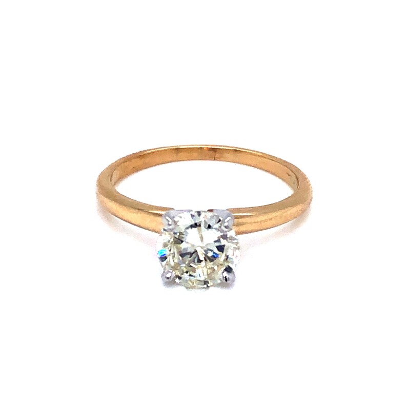 Lady s Yellow/White 14 Karat Engagement Ring With One 1.00Ct Round Brilliant L I1 Diamond
