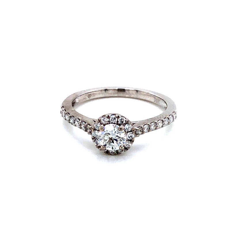 Ladies 14 Karat White Gold Engagement Ring With One 0.31Ct Round Brilliant G I! Diamond And 26=0.40Tw Round Brilliant G SI Diamonds  dwt: 1.4