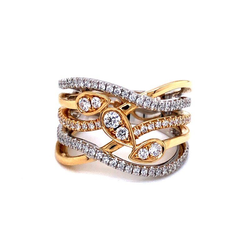 Lady s Yellow/White 14 Karat Fashion Ring Size 6.5 With 83=0.59ctw Round Brilliant G VS Diamonds  dwt: 6