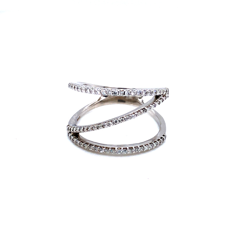 Lady s White 14 Karat Fashion Ring With 70=0.36TW Round Brilliant G VS Diamonds