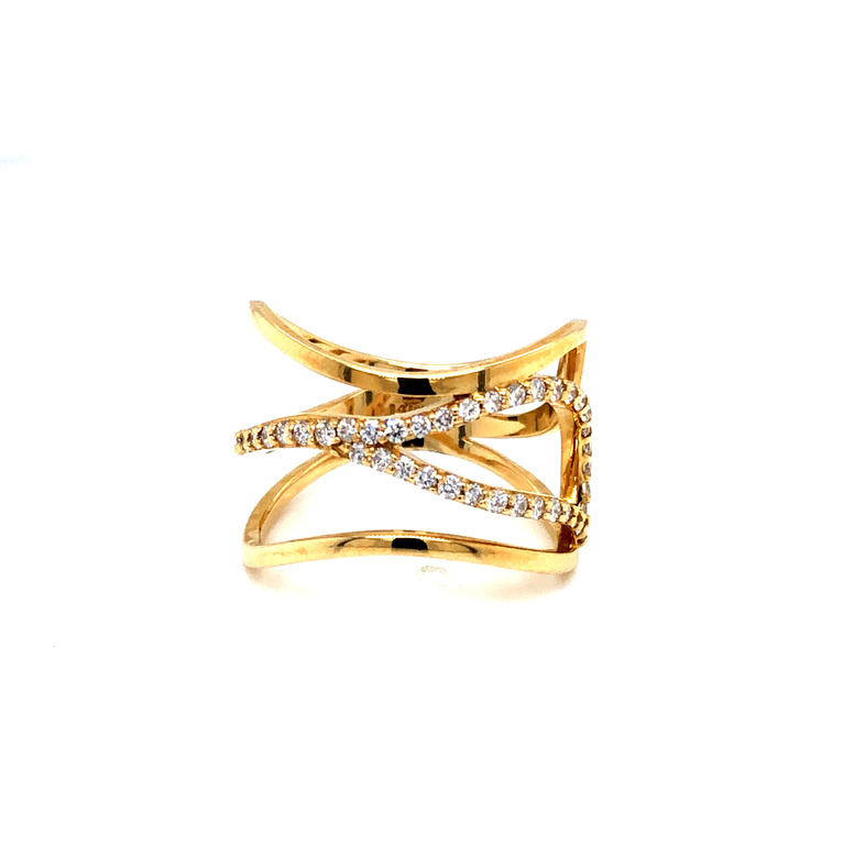Lady s Yellow 14 Karat Fashion Ring With 40=0.35Tw Round Brilliant G VS Diamonds