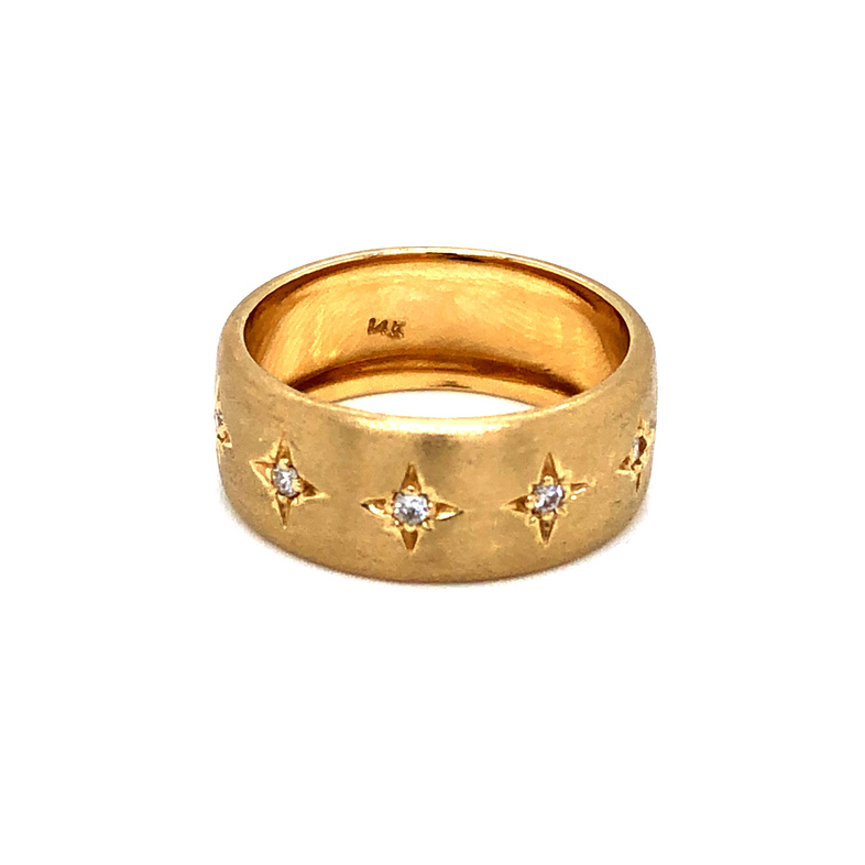 Lady s Yellow 14 Karat Fashion Ring With 5=0.08Tw Round Brilliant G VS Diamonds