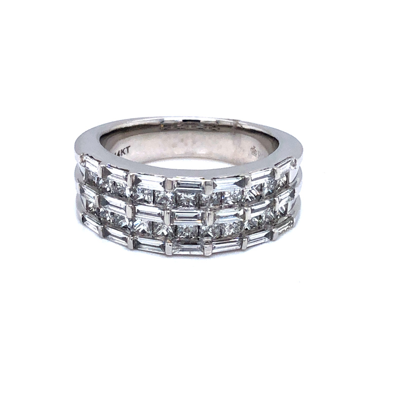 14 Karat White Gold Band With 43=2.00TW Baguette and Princess G SI Diamonds