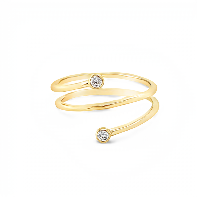 Yellow 14 Karat Free Form Fashion Ring With 2=0.07Tw Round Brilliant G Vs Diamonds