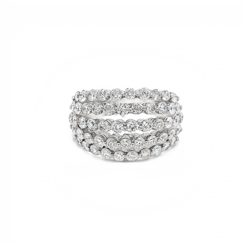 Lady s White 14 Karat Contemporary Fashion Ring With 54=2.35Tw Single Cut G Vs Diamonds