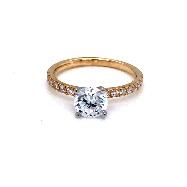 Ladies 14 karat yellow gold Diamond semi mounting  0.30 carat total weight  G color  VS clarity