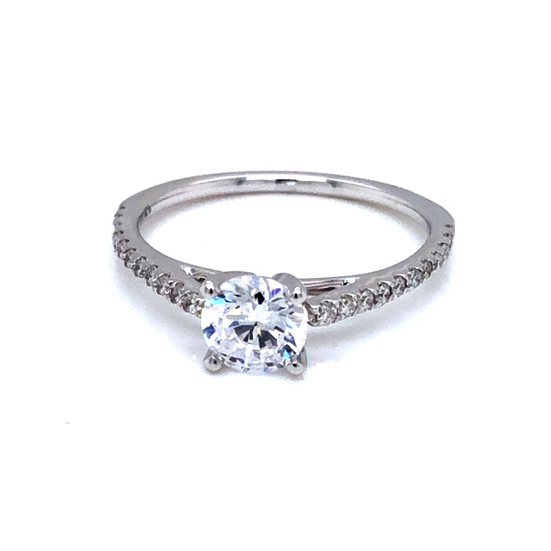 14 karat white gold Diamond Cathedral semi mounting  0.20 carat total weight  G color  VS clarity