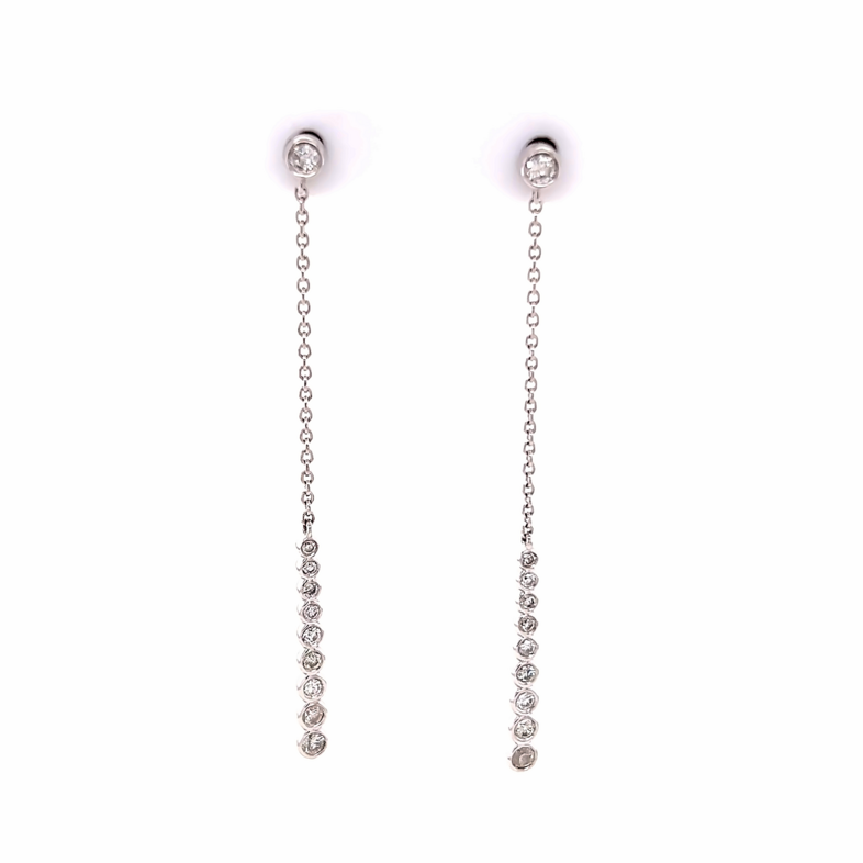 White 14 Karat Dangle Earrings with 20=0.36tw Round Brilliant G VS Diamonds