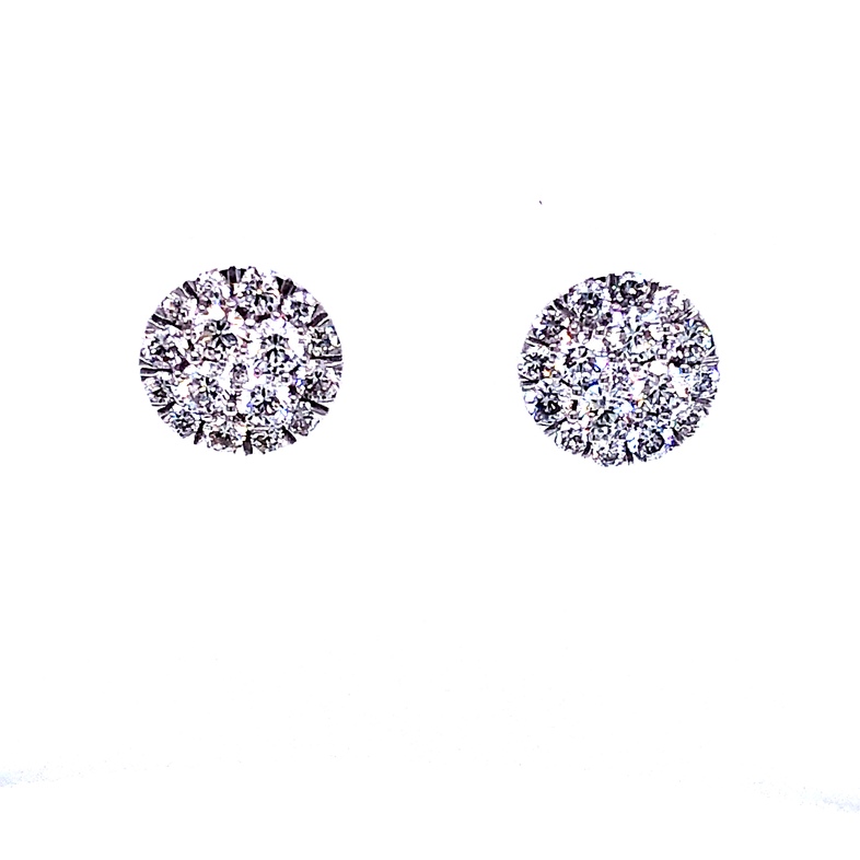 Lady s White 14 Karat Earrings With 34=1.00TW Round Brilliant G Vs Diamonds