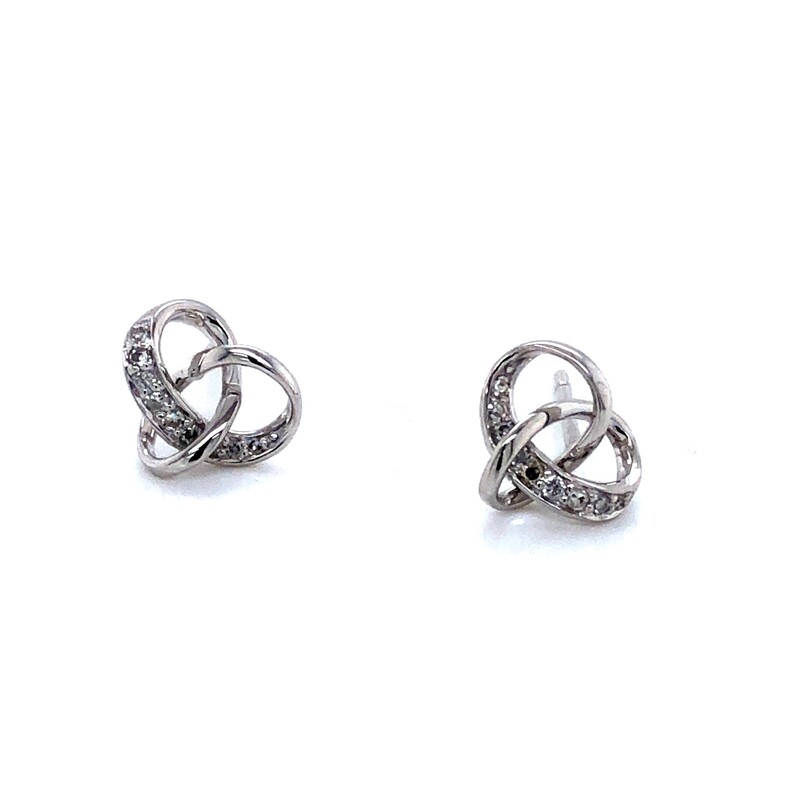 14 Karat Open Knot Earrings With 18=0.09TW Round Brilliant G SI Diamonds