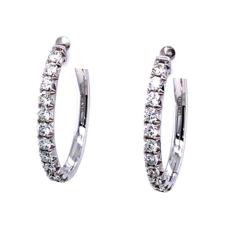 Lady s White 14 Karat Earrings With 22=1.00TW Round Brilliant G VS Diamonds