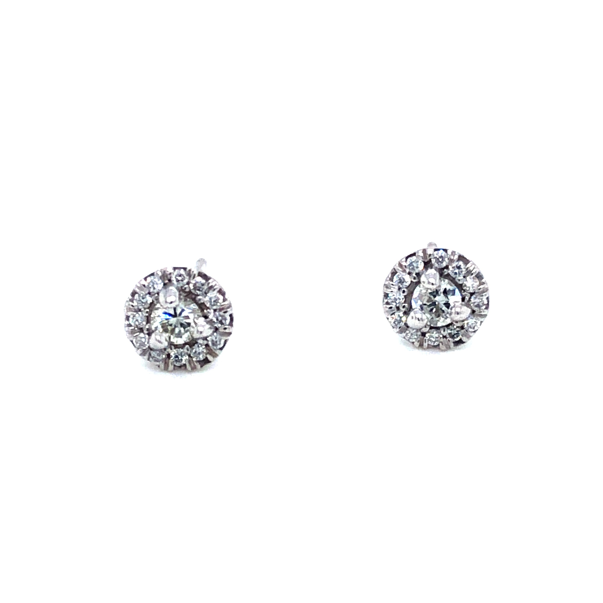 White 14 Karat Diamond Halo Earrings With 26=0.27TW Round Brilliant G VS Diamonds