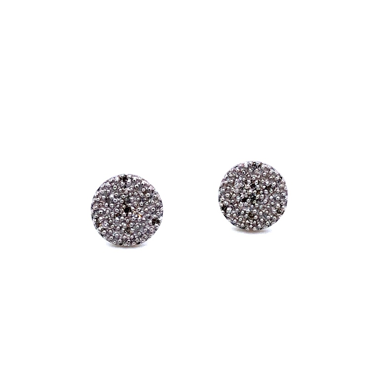 Sterling silver diamond disc earrings