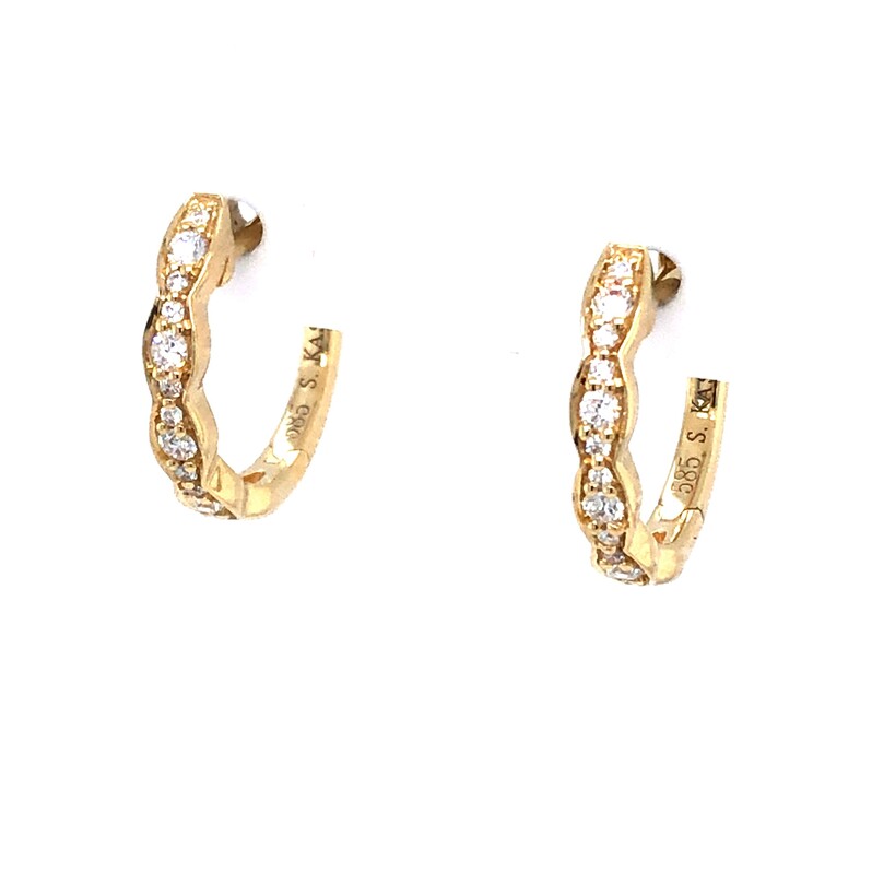 Lady s Yellow 14 Karat Earrings With 24=0.18TW Round Brilliant G VS Diamonds  dwt: 1.68