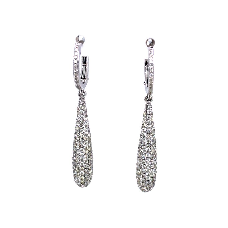 14 Karat White Gold Hoop Accent Diamond Earrings G  SI 1.20CTW