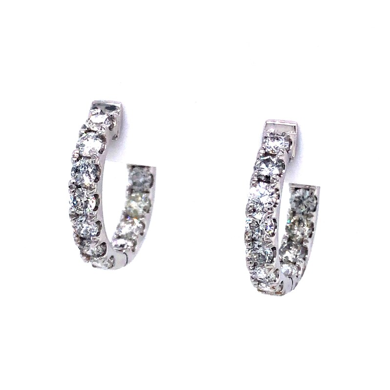 White 14 Karat Diamond Hoop Earrings With 22=1.50Tw Round Brilliant G SI Diamonds