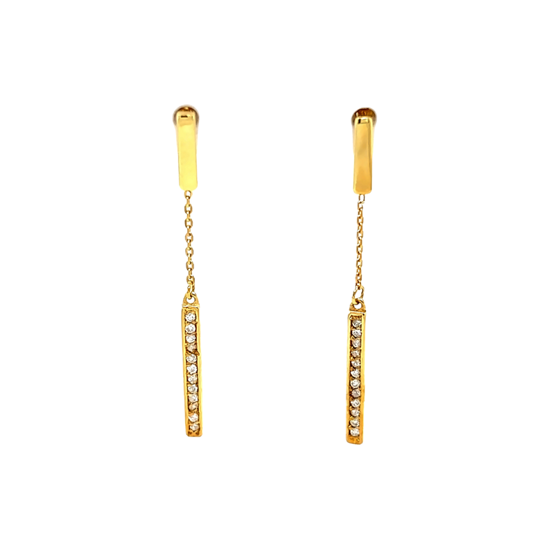 Yellow 14 Karat Dangle Earrings With 24=0.12Tw Round Brilliant Diamonds
