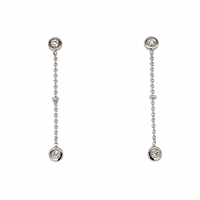 White 14 Karat Dangle Earrings With 4=0.12Tw Round Brilliant G Vs Diamonds