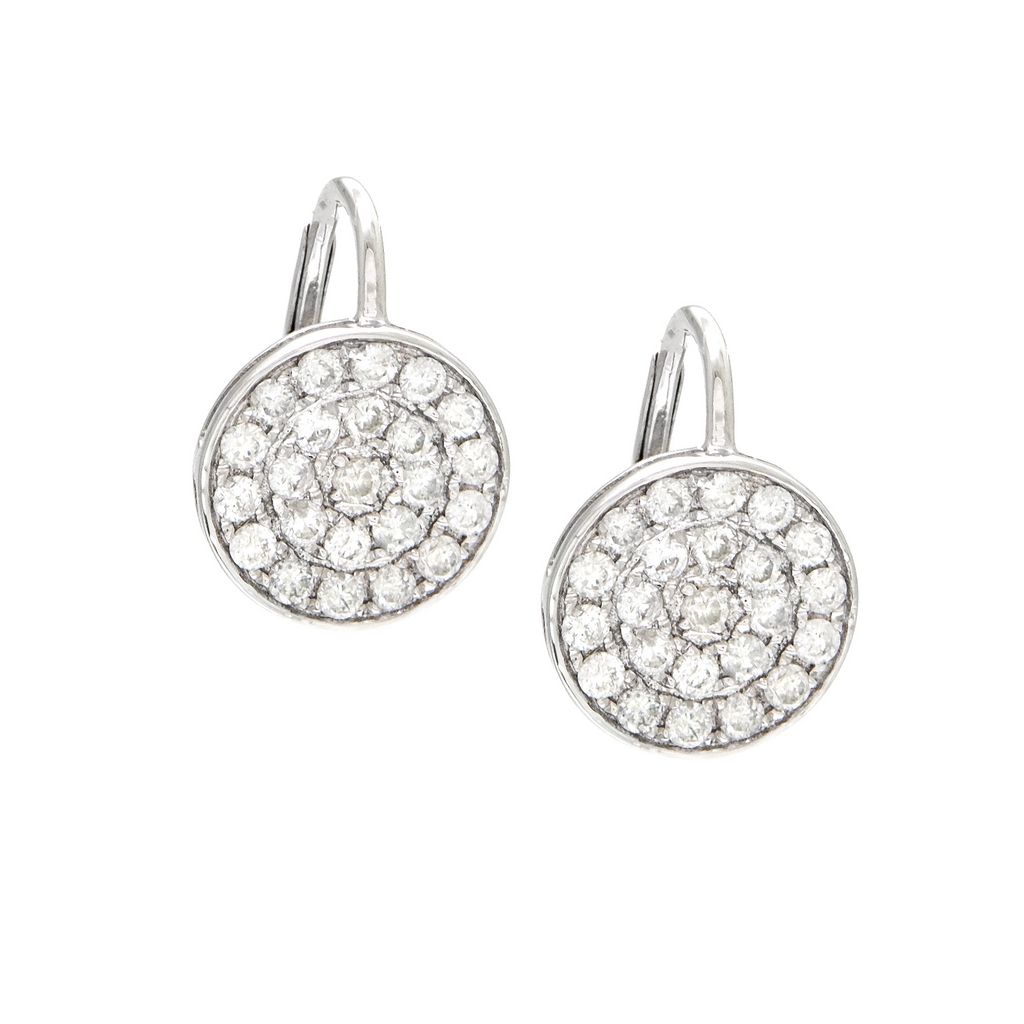 White 14 Karat Circle Cluster Earrings with 46=0.50tw Round Brilliant G I Diamonds