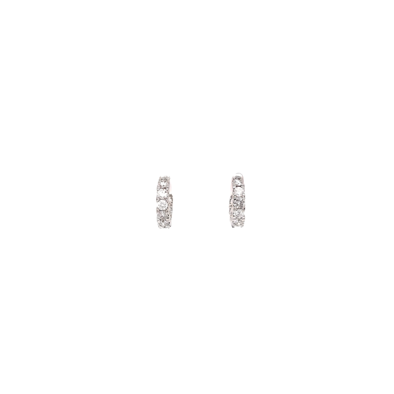 Lady s White 14 Karat Small Hoop Earrings 18=0.95tw Round Brilliant G SI Diamonds