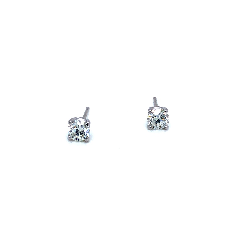 Lady s White 14 Karat Earrings With 2=0.61Tw Round Brilliant F SI2 Diamonds