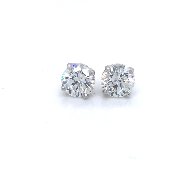 Lady s White 14 Karat Earrings With 2=4.00TW Round Brilliant Cut J SI1/SI2 Diamonds  GIA 632871560 & 3265340442.