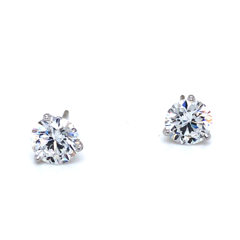 Lady s White 14 Karat Earrings With 2=2.59Tw Round Brilliant D VS2 Diamonds  GIA 6127335553 & GIA 2125245436.