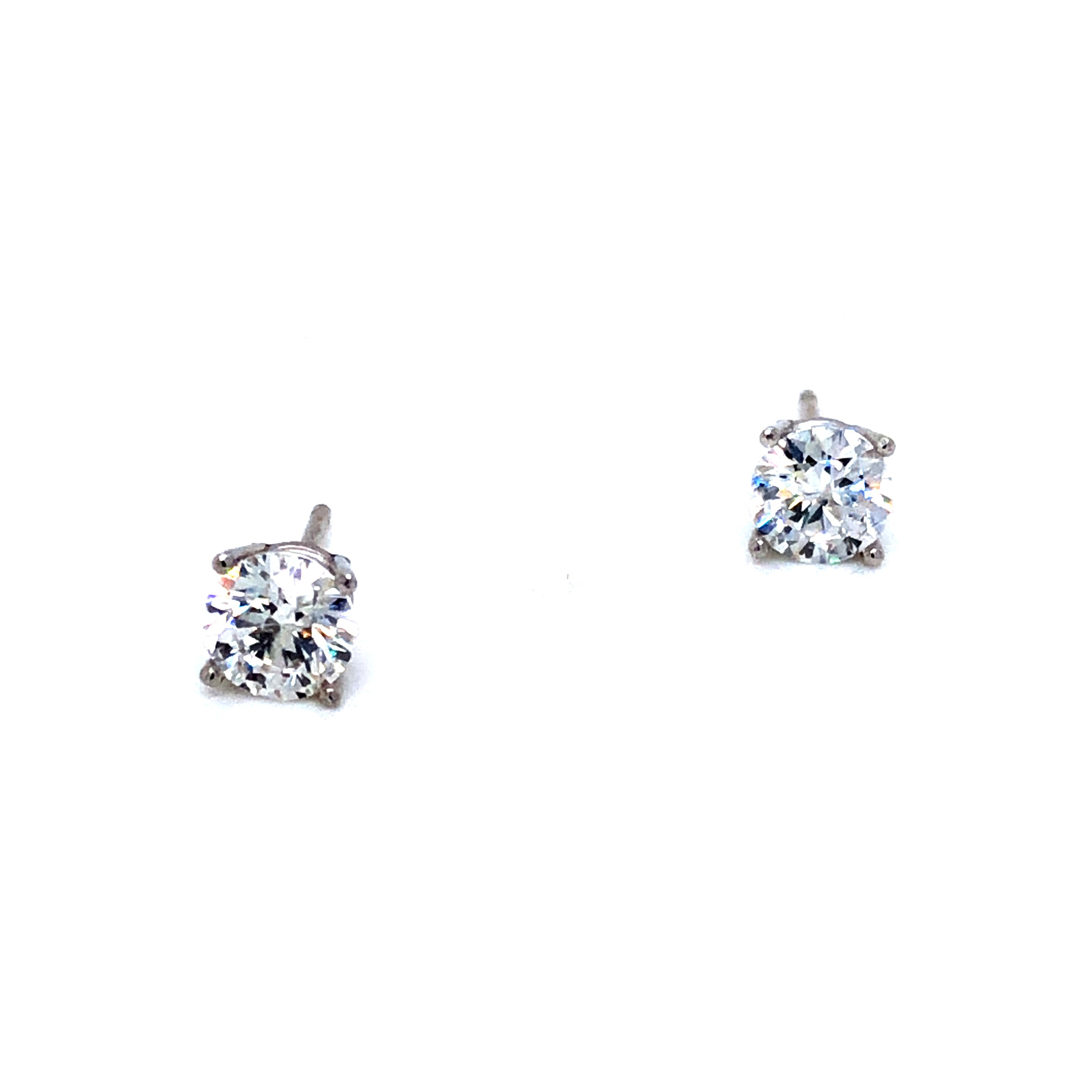 Lady s White 14 Karat Earrings 2=.90tTW Round Brilliant G I2 Diamonds