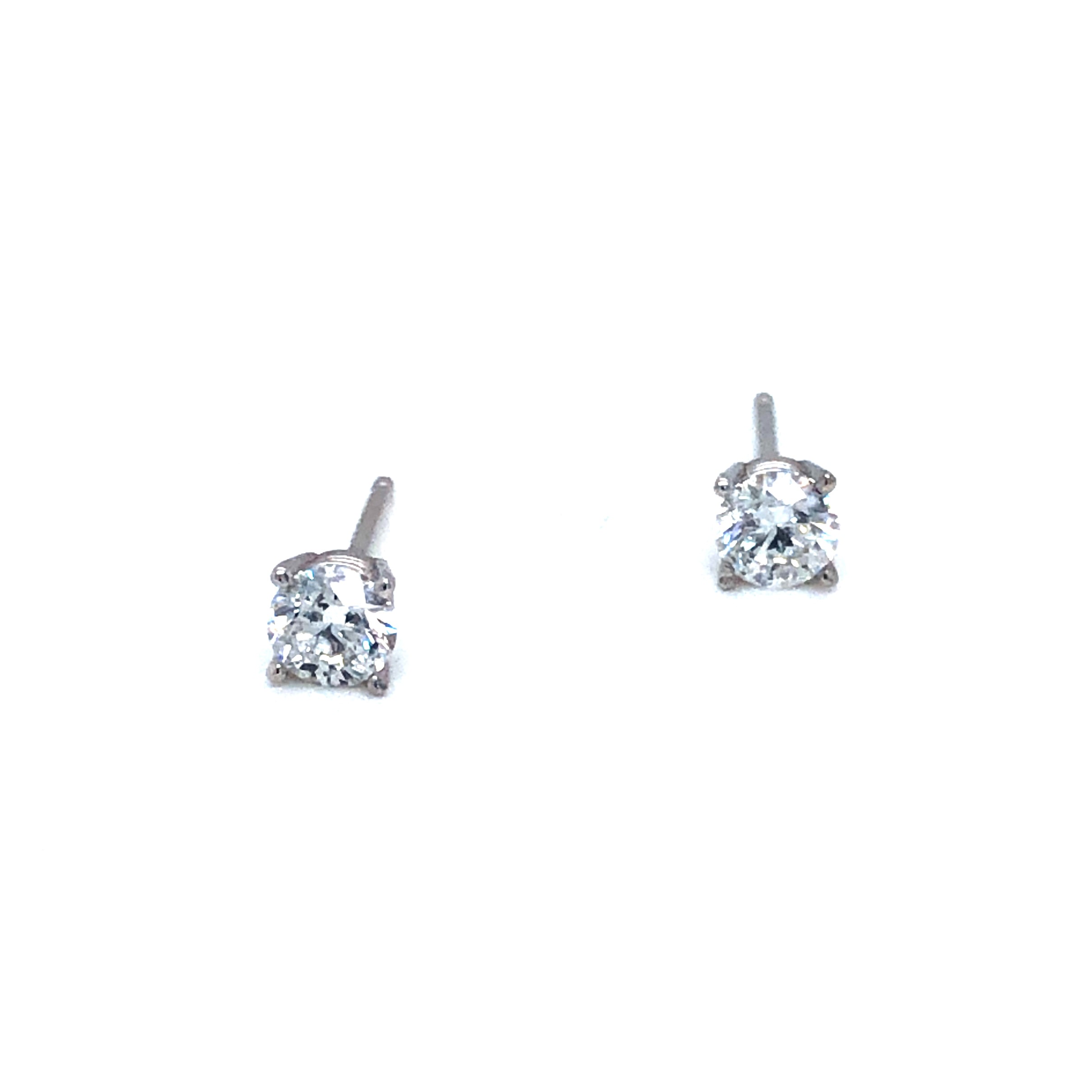 Lady s White 14 Karat Earrings With 2=0.44Tw Round Brilliant F I2 Diamonds