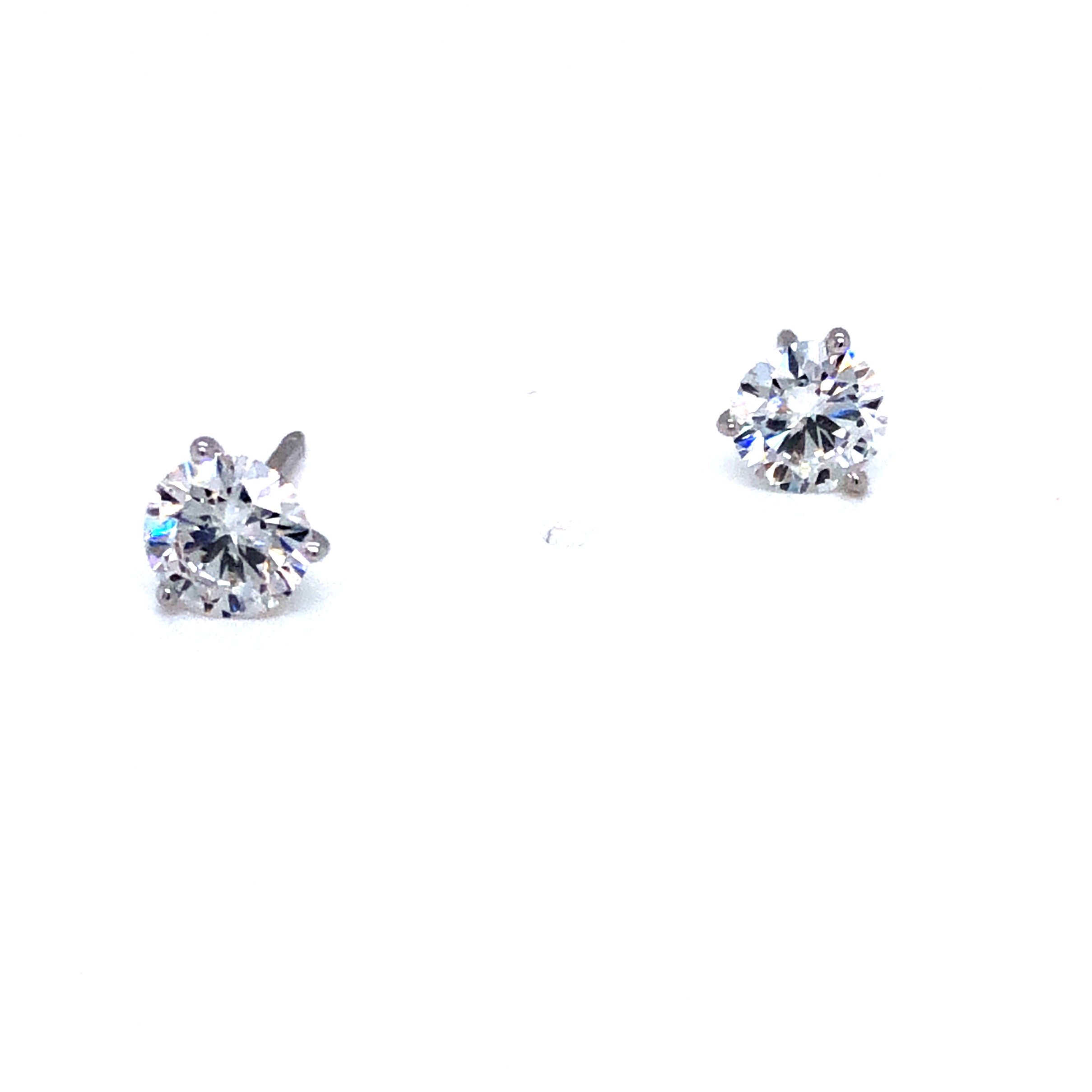 Lady s White 14 Karat Earrings With 2=1.48Tw Round Brilliant G/H SI2 Diamonds