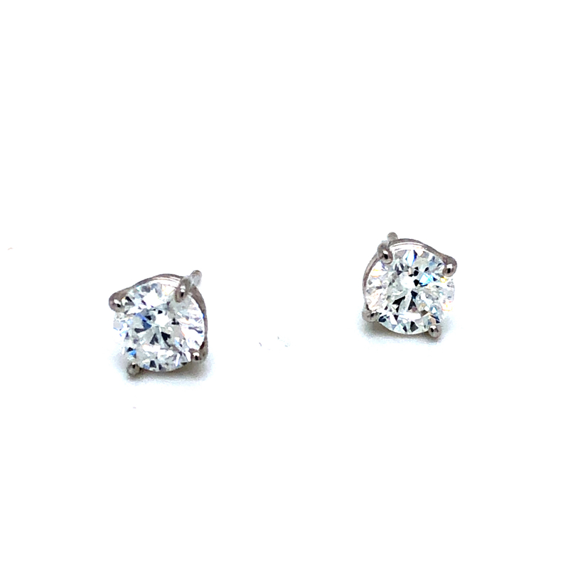 White 14 Karat Earrings With 2=1.43ctw Round Brilliant G I2 Diamonds