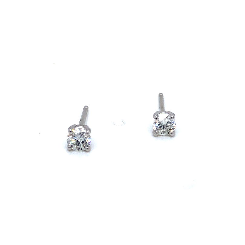 Lady s White 14 Karat Earrings With 2=0.27Tw Round Brilliant H SI Diamonds